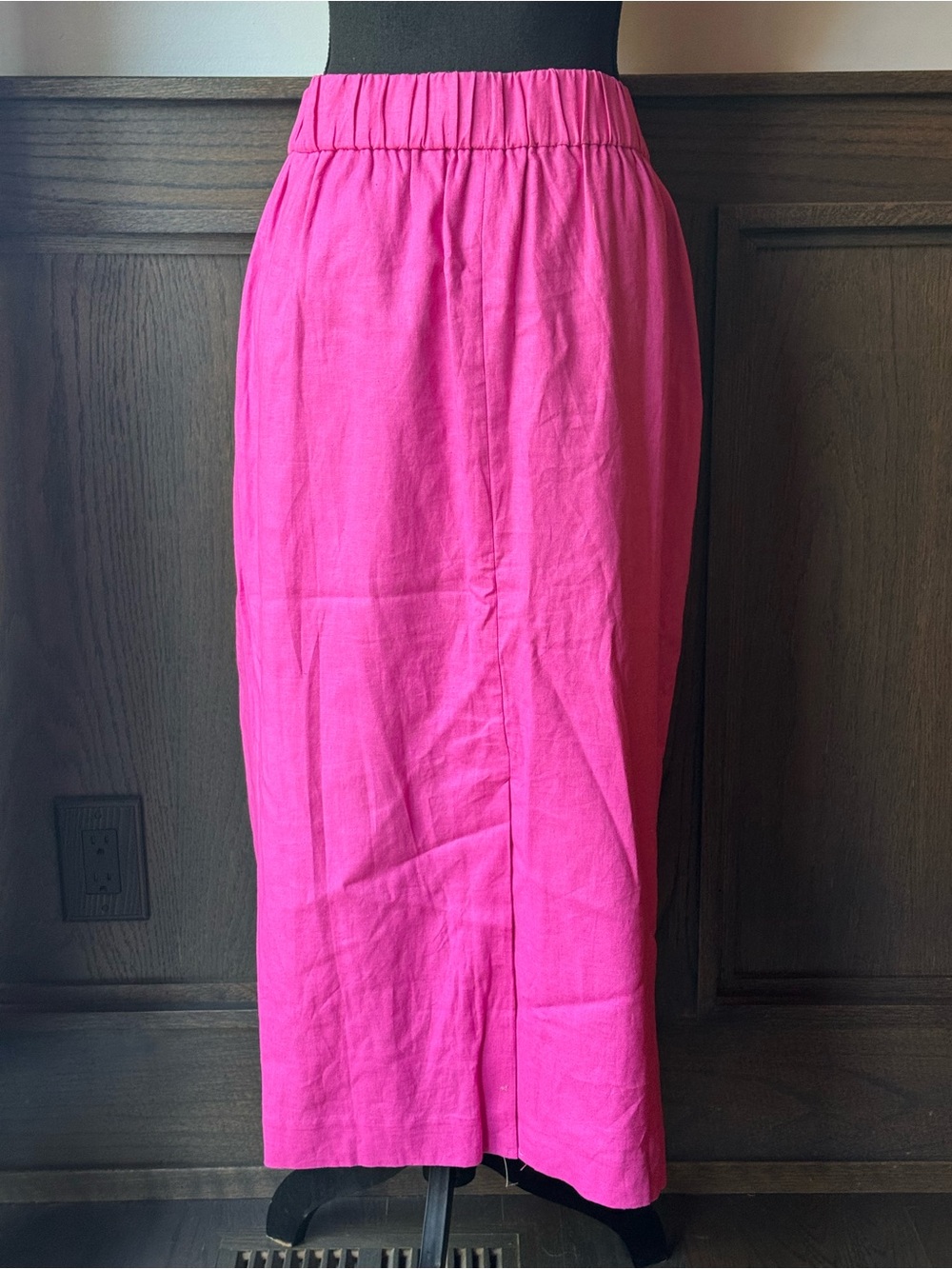 Ann Taylor Vibrant Pink Linen Blend Midi Skirt 12 NWT - Picture 3 of 6